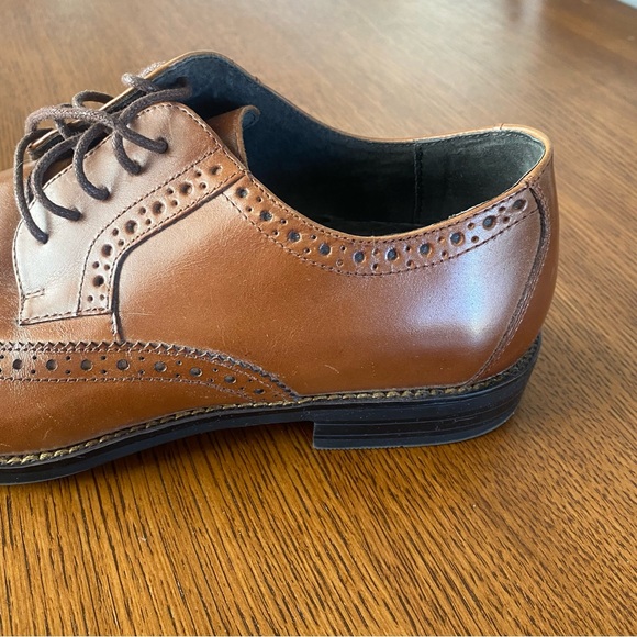 Stacy Adams Garrison Wing-Tip Oxfords Cognac Brown Tan - Picture 7 of 15